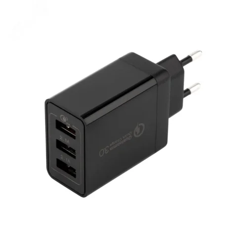 Устройство сетевое зарядное-переходник 3xUSB адаптер, 30W черное, — фото изделия