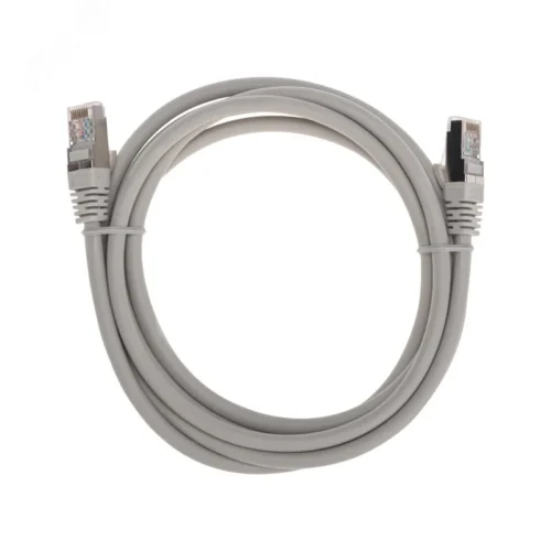 Патч-корд S/FTP CAT 6A (10G), RJ45-RJ45, 28AWG, LSZH, серый, 2м, — фото изделия