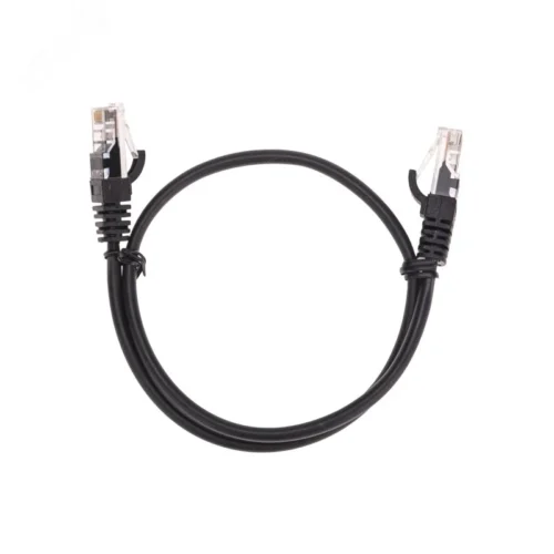 Патч-корд U/UTP, CAT 5e, RJ45-RJ45, 26AWG, LSZH, черный, 0,5м, — фото изделия