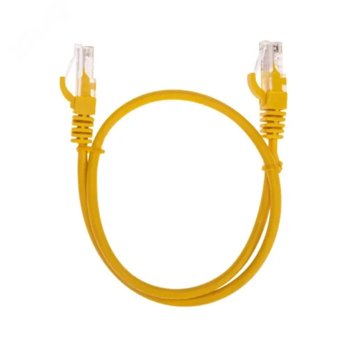 Патч-корд U/UTP, CAT 5e, RJ45-RJ45, 26AWG, LSZH, желтый, 0,5м, — фото изделия
