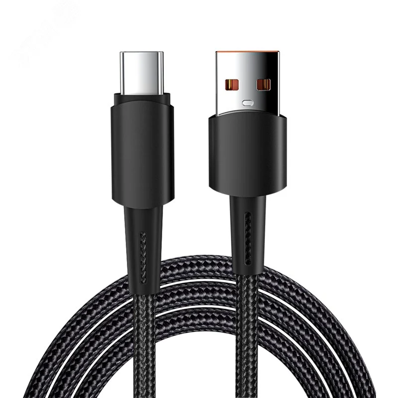 Кабель USB-A — Type-C, 6А, 120Вт, 1м, черный — фото изделия