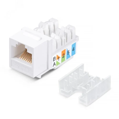 Модуль Keystone Jack RJ-45(8P8C) UTP неэкранированный CAT 5e тип 90град белый — фото изделия