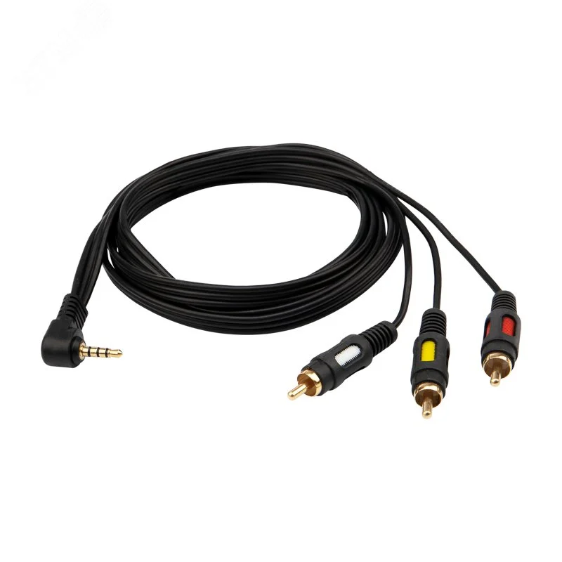 Аудио кабель 3.5 мм 4C — 3 RCA, 1.5 м, GOLD — фото изделия