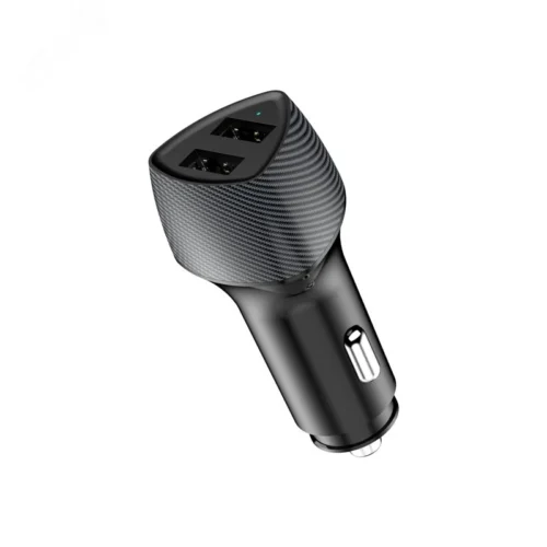 Устройство автомобильное зарядное c двумя портами (USB-A QC 3.0 + USB-A 3,1A) со световой индикацией, 18Вт, черное — фото изделия