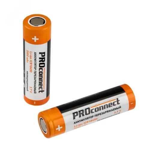Аккумулятор 18650 unprotected Li-ion 2000 mAH 3.7 В PROconnect — фото изделия