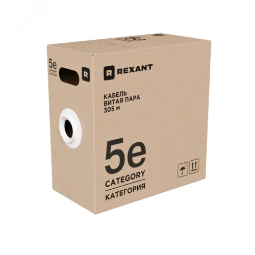 Витая пара F/UTP, CAT 5e, PE, 4х2х0,52 мм, OUTDOOR, SOLID, черный, 305м, РФ — фото изделия