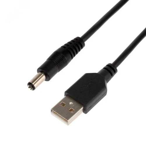 Кабель USB штекер — DC 2.1х5.5мм, 1.5м., черный — фото изделия
