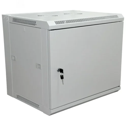 Шкаф настенный телекоммуникационный разборный 6U 600x450x370мм дверь металл серый (RAL 7035) PRO — фото изделия