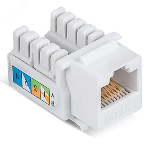 Модуль Keystone Jack RJ-45(8P8C) UTP неэкранированный CAT6 90град белый — фото изделия