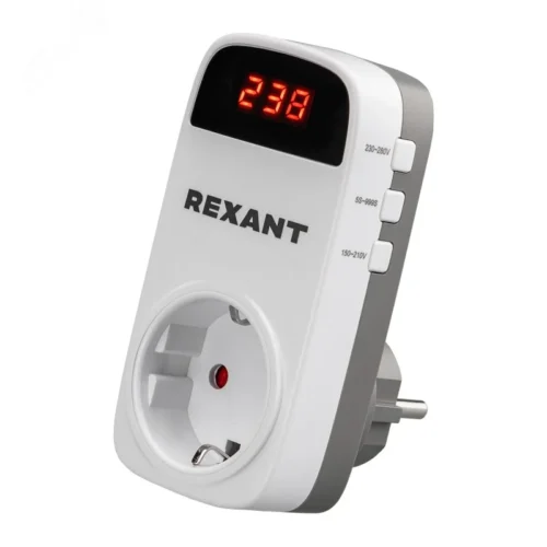 Реле напряжения вилка-розетка c дисплеем 16А REXANT — фото изделия