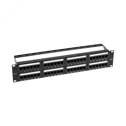 Патч-панель 19′ CAT 5e 2U 48 портов UTP RJ45 Dual IDC с органайзерами — фото изделия